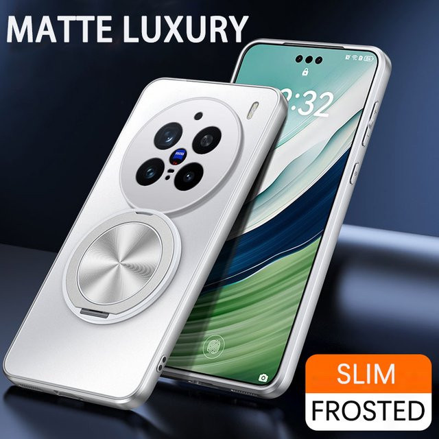 LYYDFUMAN Magnetische Schutzhülle mit AG Matte Oberfläche und Ringhalter für Vivo X300 X200S X100S X100 X200 Pro Mini Ultra, Stoßfeste Rückseite, Blau oder Weiß - Bild 1