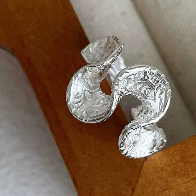 XIYANIKE Ringe, unregelmäßig, wellenförmig, offen, Damen - Bild 2