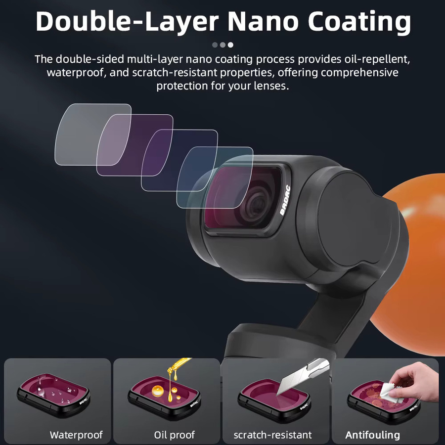 BRDRC Pocket 4 Magnetisches UV CPL ND16 Linsenfilter-Set in Schwarz für DJI Pocket 3 Creator Combo Vlogging Video und Fotografie Zubehör - Bild 2