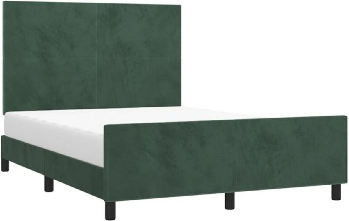 Vidaxl Polsterbett aus Samt und Massivholz in Grün, B/T/H: 140 x 200 cm - Bild 1