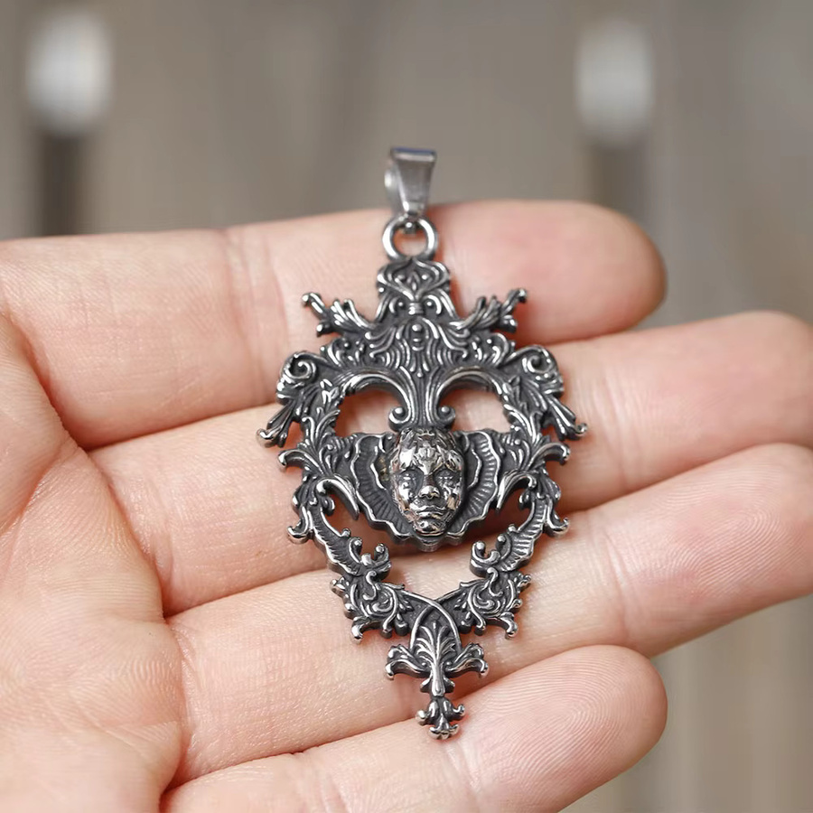 Anhänger Halskette Clown Gesicht, Silber, Unisex - Bild 3