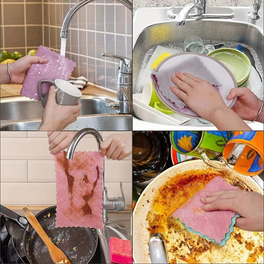 10 Stück Mikrofaser Geschirrtücher als doppelseitige Mehrzweck-Putzlappen für dein Küchenzubehör von Household supplies MH - Bild 2