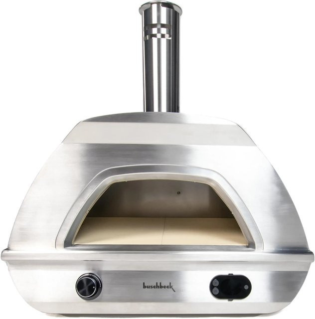 Buschbeck Pizzaofen X1 in Silber für Gas und Holz mit Pizzaschieber, digitalem Bluetooth-Thermometer und Aschebehälter - Bild 1