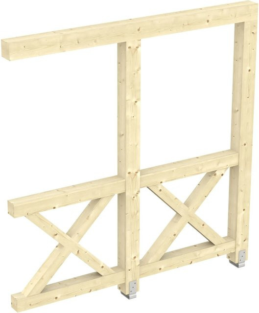 Skan Holz Seitenwand Andreaskreuz aus Fichtenholz in Natur, B/H: 78,5 x 210 cm - Bild 1