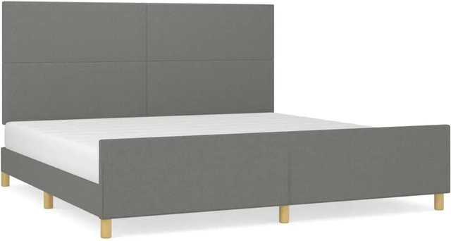 vidaXL Bettgestell mit Kopfteil in Dunkelgrau aus Stoff und Holz, B/T: 200 x 200 cm - Bild 1
