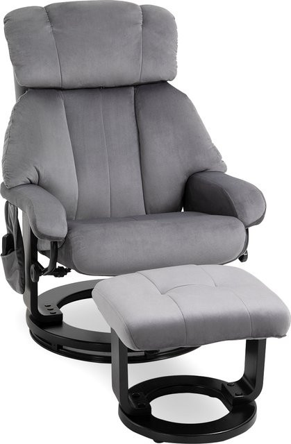 HOMCOM Massagesessel mit Hocker als Relaxsessel und Fernsehsessel in Grau aus Polyester, B/T/H: 76 x 80 x 102 cm - Bild 1