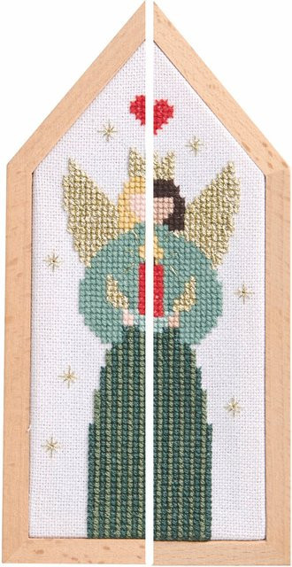 Rico Design Stickpackung kleiner Engel in weihnachtlichem Design aus Baumwolle und Polyester - Bild 1