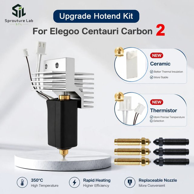 Elegoo Keramik-Hotend-Kit für Centauri Carbon 2 mit gehärtetem Stahl und Stahldüse für FDM 3D-Drucker - Bild 1