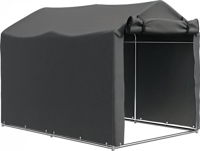 Outsunny Garagenzelt Dunkelgrau mit Rolltür und Fenster, wasserdichte Zeltgarage und Geräteschuppen, B/T/H: 220 x 157 x 165 cm - Bild 1