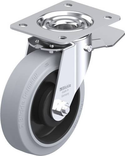 Blickle Lenkrolle LE-POEV 160KA-ST-SG mit Feststeller in Grau und Schwarz, Rad-Durchmesser: 160 mm, Tragfähigkeit: 300 kg - Bild 1