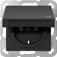 Gira Schutzkontaktsteckdose Typ F System 55 in Schwarz mit Klappdeckel IP20 für den Unterputz Einbau - Bild 1
