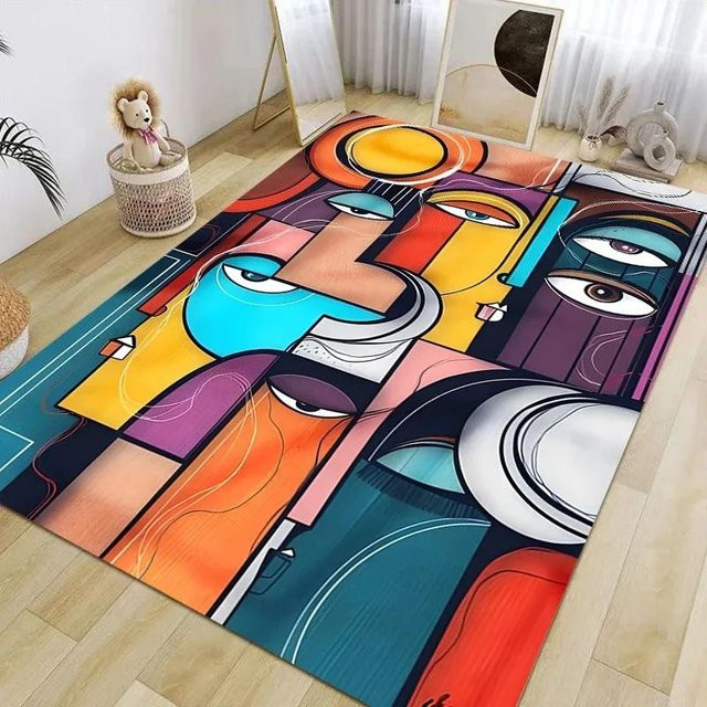 Karpetti Rutschfester Teppich im abstrakten Picasso-Stil, Mehrfarbig, B/T: 120 x 80 cm - Bild 1