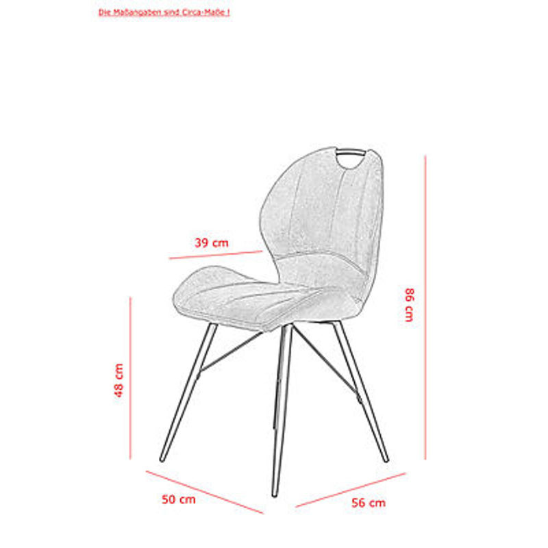 2er Set Stühle Hela in Braun aus Microfaser mit modernem Design, B/H/T: 50 x 86 x 56 cm - Bild 5