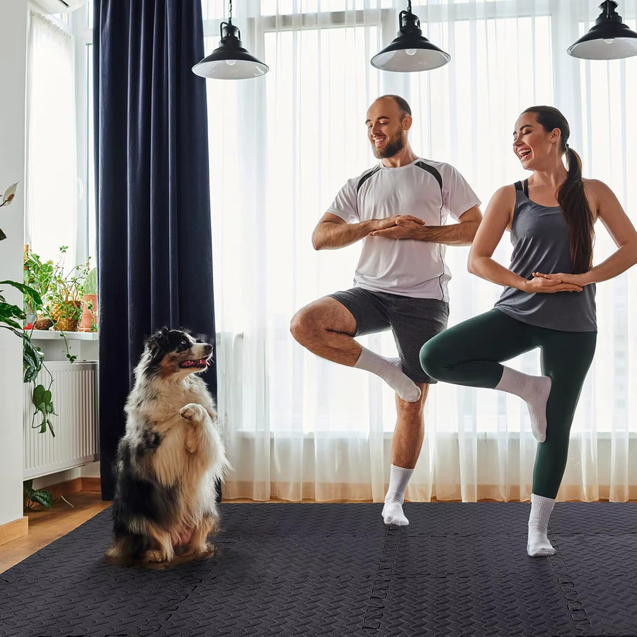 DHDH 8/16-teilige Puzzle-Fitnessmatte aus EVA-Schaumstoff in Grau für Heimfitnessstudios - Bild 1
