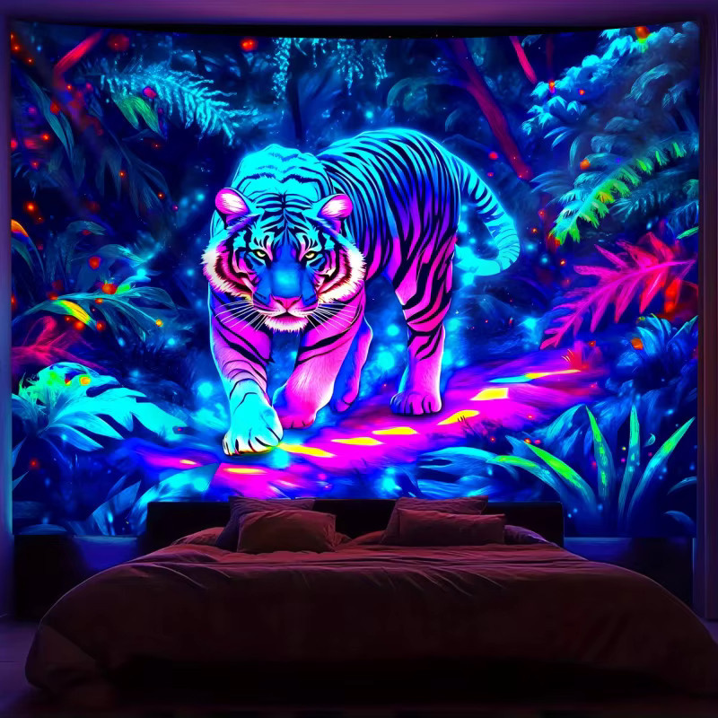 VIKAMA Fantasy Tiger Wandteppich in Multicolour mit Animal Print für dein Wohnzimmer - Bild 2