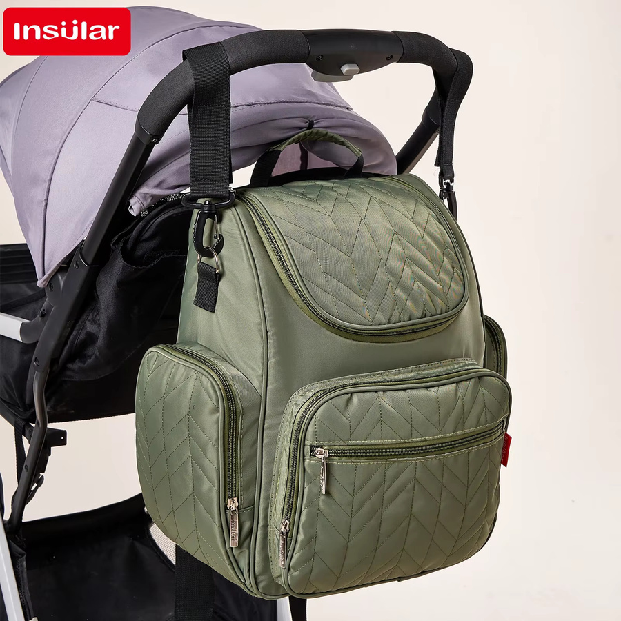 Multifunktionaler Windelrucksack für Mama und Baby, wasserdichte Wickeltasche mit großer Kapazität für Outdoor und Reisen, erhältlich in Grün oder Lila - Bild 2