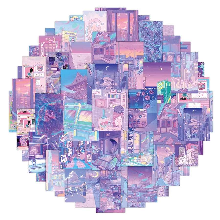 Charile Mädchen Aufkleber, Cartoon Anime, pink, purple, multicolour - Bild 2
