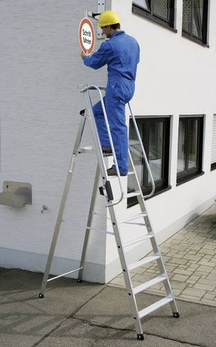 MUNK Aluminium Stehleiter mit 6 Stufen in Silber, Arbeitshöhe: 3,4 m - Bild 1