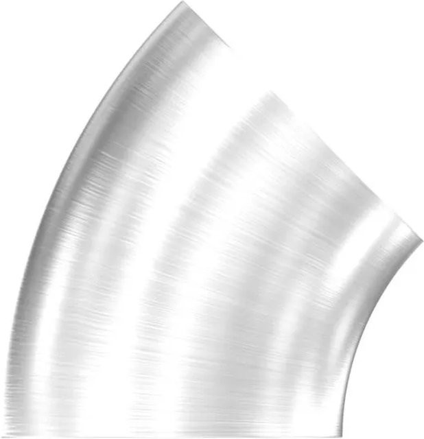 FeNau Schweißbogen Edelstahl V2A in Silber, 45 Grad, geschliffen Korn 240, Durchmesser: 21,3 mm, Wandstärke: 2,0 mm - Bild 1