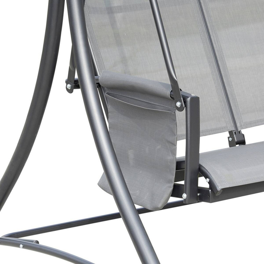Outsunny 3-Sitzer Hollywoodschaukel mit Sonnendach und Auflagen in Grau, B/H/T: 196 x 172 x 128 cm - Bild 3