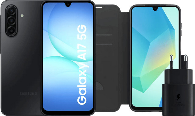 Samsung Galaxy A17 5G Smartphone mit 128 GB Speicher in Schwarz und Zubehörset - Bild 1