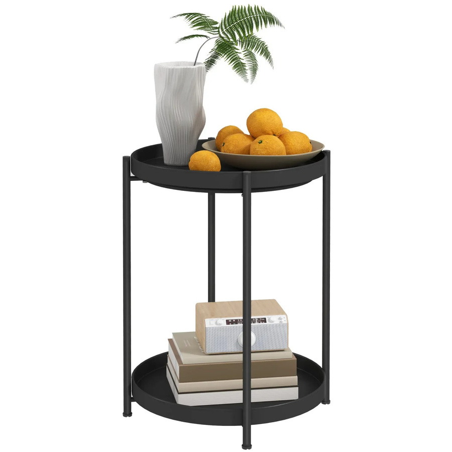 HOMCOM Beistelltisch Couchtisch aus Stahl in Schwarz Matt, B: 44 cm, T: 44 cm, H: 56 cm - Bild 2