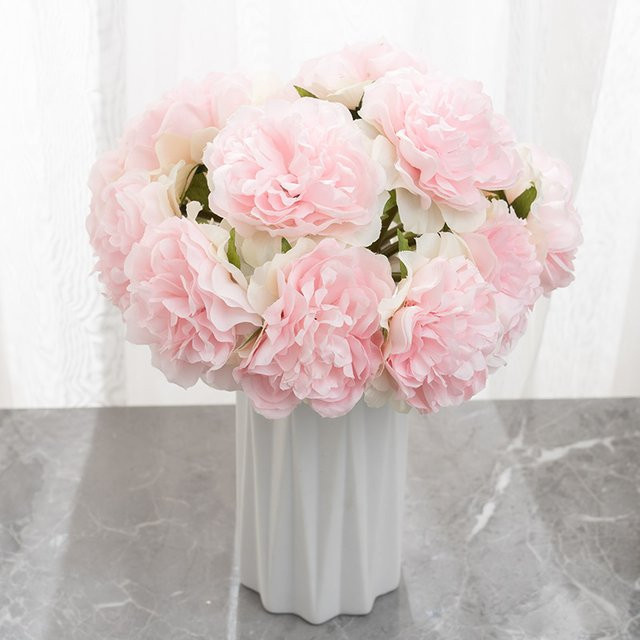 Künstliche Seiden-Pfingstrosen von Kahaul in Weiß und Pink für deine Tischdekoration und Hochzeitsarrangements - Bild 1