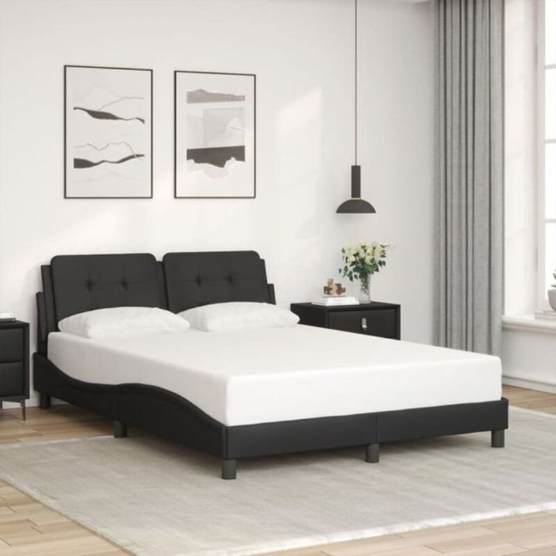 Modernes Polsterbett Zadar von vidaxl in Schwarz aus Kunstleder und Metall, B/T: 120 x 200 cm - Bild 1