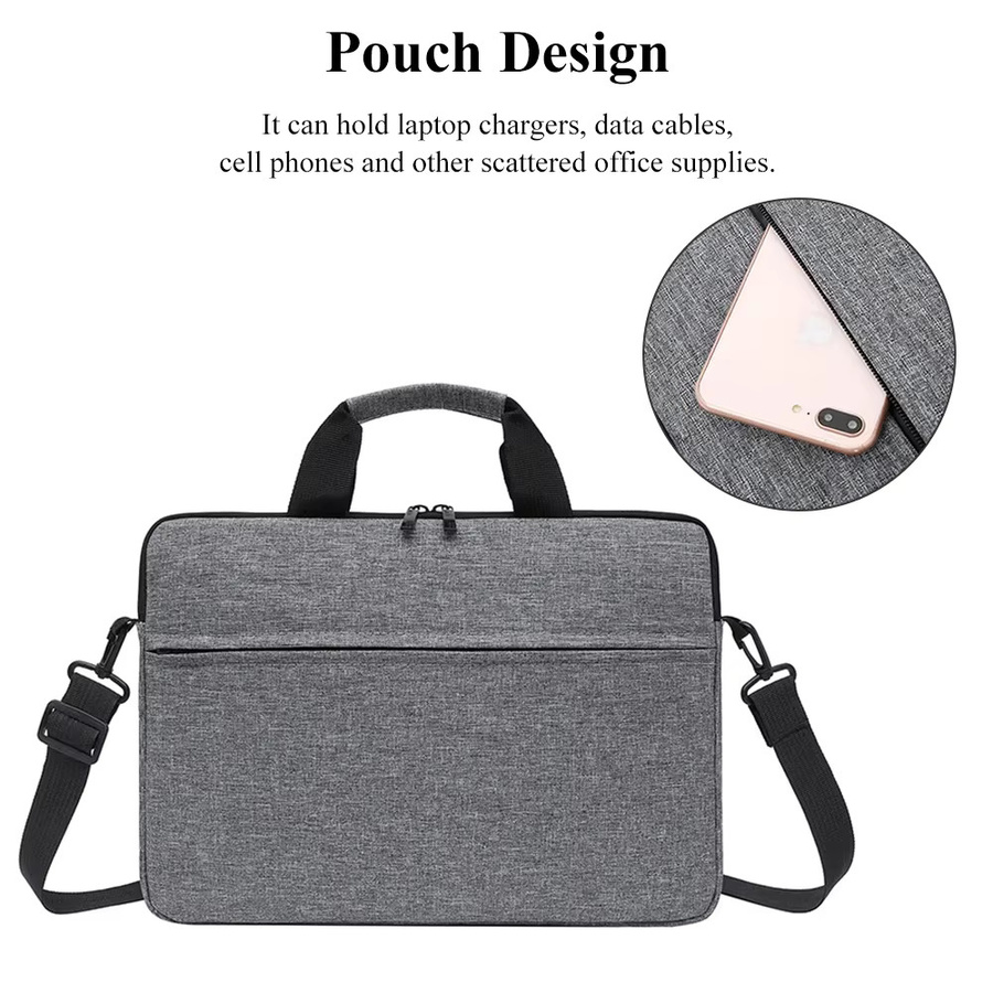 Hansong Business-Laptoptasche als Umhängetasche und Aktentasche für 13 bis 15,6 Zoll Notebooks in Schwarz und Grau - Bild 4
