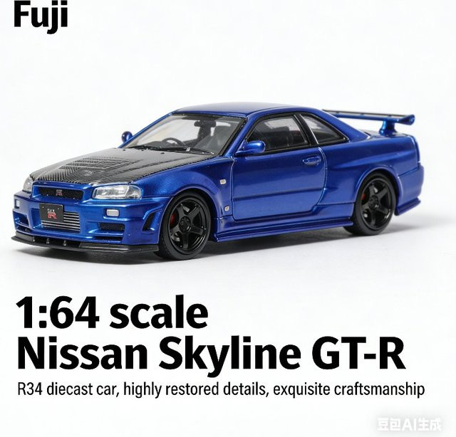 Fuji Nissan Skyline GTR R34 Nismo Z-Tune, Automodell, 1:64, Metall - Bild 1