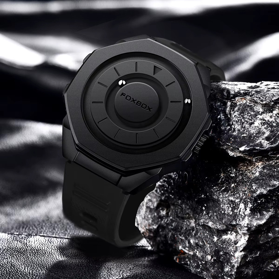 FOXBOX Armbanduhr Edelstahl, Quarz, Schwarz, Herren - Bild 2