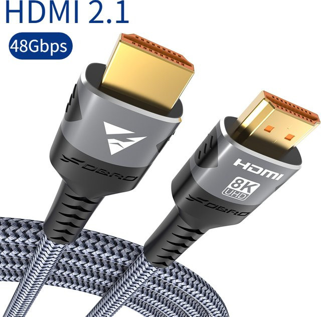 DIXSG 8K HDMI 2.1 Kabel in Schwarz mit 48 Gbit/s Hochgeschwindigkeit und geflochtenem Design für 8K@60 Hz und 4K@120 Hz sowie HDR-Unterstützung - Bild 1