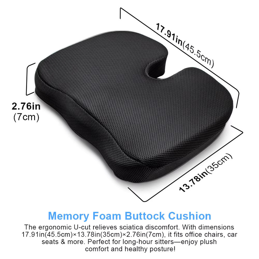 WEFITON Ergonomisches Sitzkissen und Rückenstütze aus Memory-Schaum in Rot für Bürostühle und Autositze zur Linderung von Steißbeinschmerzen und Ischias - Bild 2