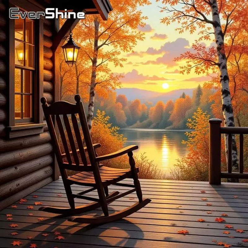 EverShine Diamant-Stickerei DIY Sonnenuntergang Landschaftsgemälde mit mehrfarbigen runden Vollquadrat-Diamanten zur Wanddekoration - Bild 1
