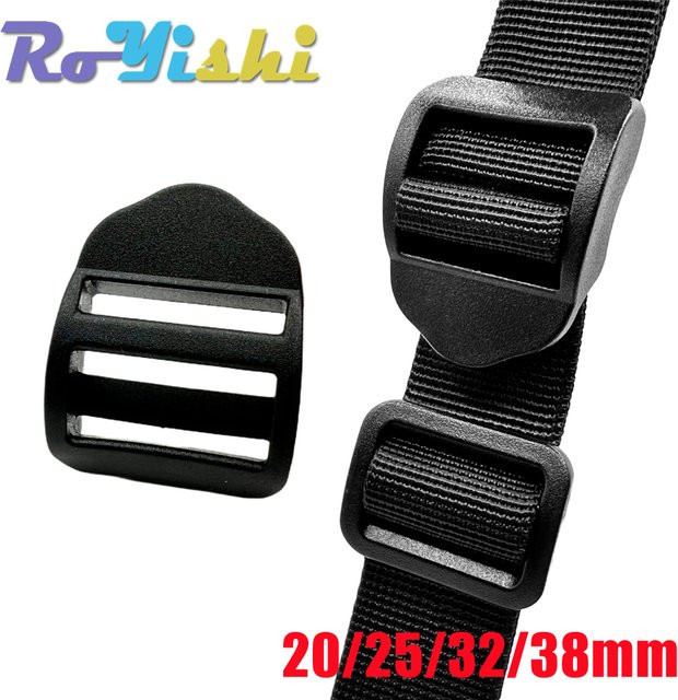RoYishi Tri-Glide Schieber Leiter-Schloss aus Kunststoff für Rucksackgurte und Gurtband, Schwarz, 5er Packung, für Breiten von 20 bis 38 mm - Bild 1