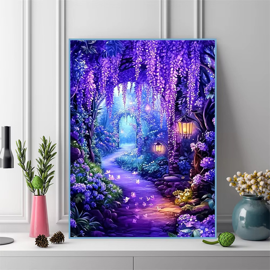 Momoart DIY Diamantmalerei Set Landschaft Stadt Motiv mit runden Steinen für deine Wanddekoration - Bild 3