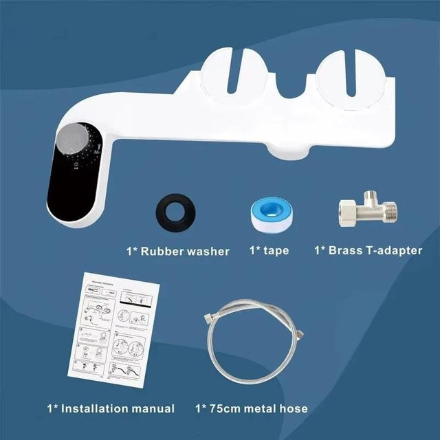 Nicht elektrischer Bidet Toilettensitzaufsatz mit selbstreinigender Doppeldüse für Vorne- und Rückwärtswaschung in Weiß - Bild 1