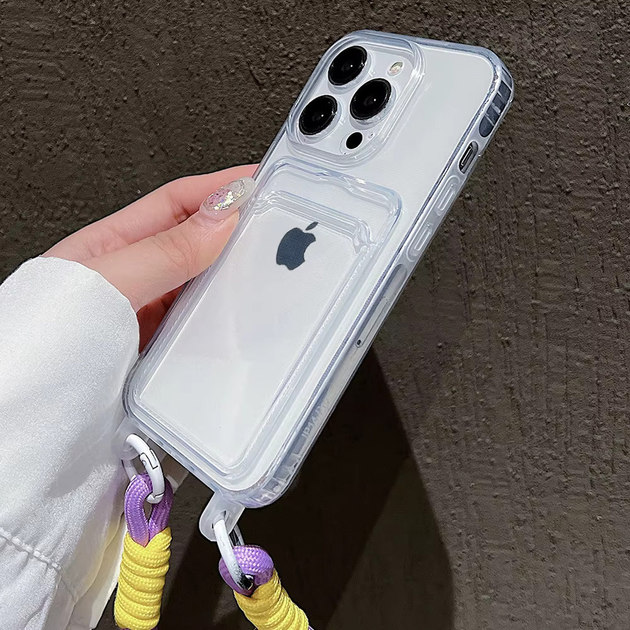 Luxuriöse transparente Kartentasche mit bunter Lanyard-Seilabdeckung für iPhone 17 Pro Max, iPhone 15 Plus, iPhone 13 und iPhone 11 - Bild 2