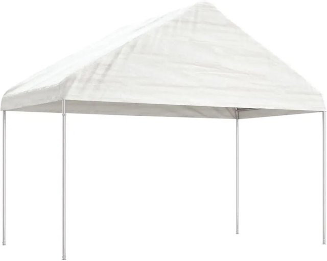 vidaXL Pavillon mit Dach in Weiß aus Polyethylen und Stahl, B/T/H: 408 x 223 x 322 cm - Bild 1