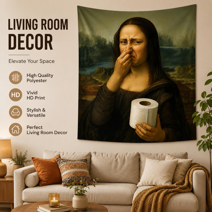Humorvoller Wandbehang Mona Lisa Toilettenpapier Wandteppich von JMG Household Supplies, Mehrfarbig, Breite: 40 cm, Höhe: 60 cm - Bild 7