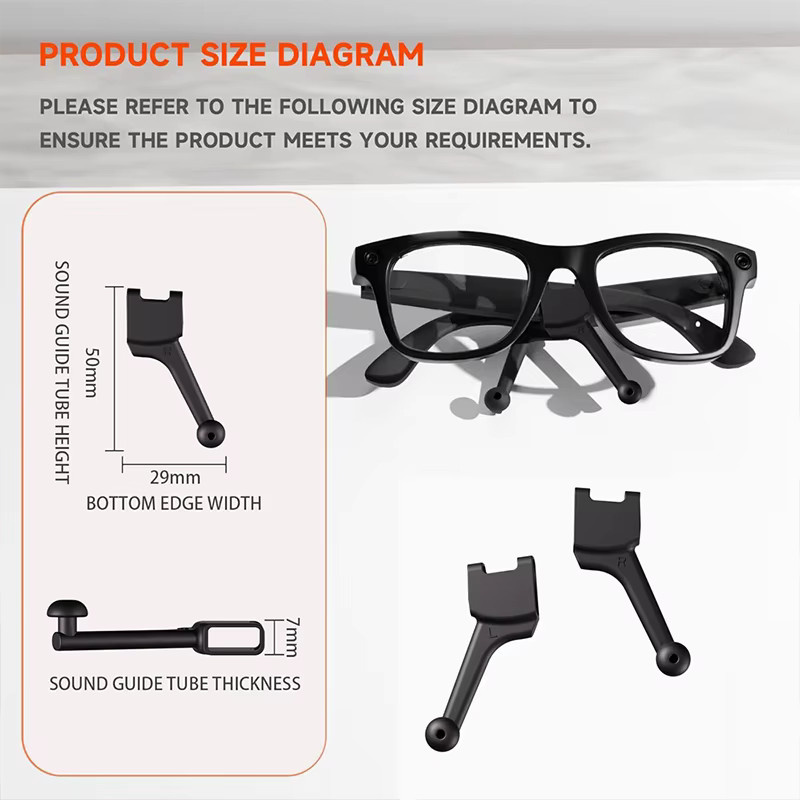 Schallkonzentrierende Röhre für Ray-Ban Meta Smart AI-Brillen in Schwarz als Schallverstärker für Wayfarer, Skyler und Headliner - Bild 3