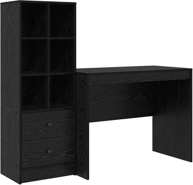 vidaXL Schreibtisch und Hochboard Set in Schwarz und Eiche-Optik - Bild 1