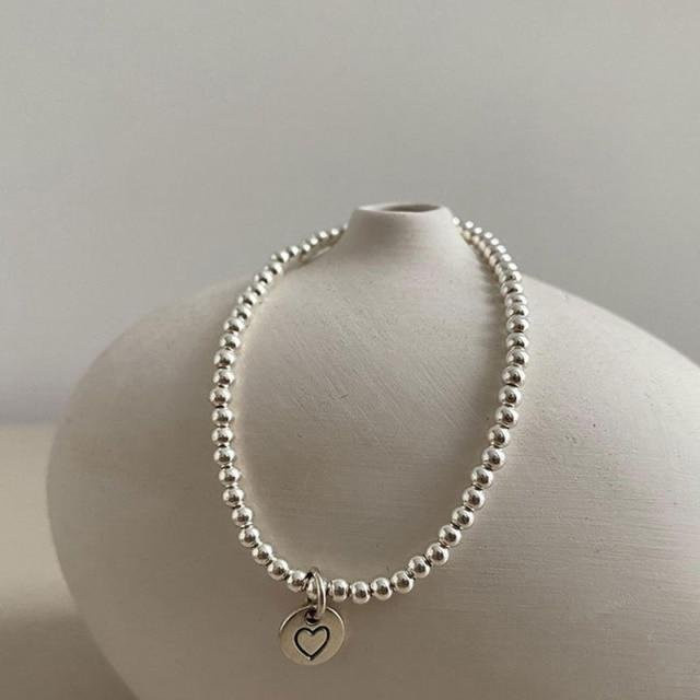 Allbestart Armband 925 Silber, Perle, Herz, Damen, grau - Bild 1