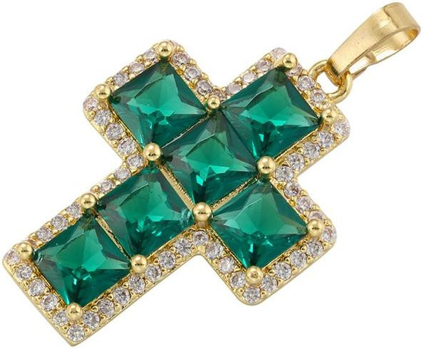 ZHUKOU Kreuzanhänger, Kupfer, Zirkonia, Gold, Damen - Bild 1