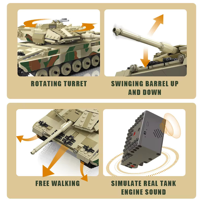 Mould King 20020 Deutscher Leopard 2 Hauptkampfpanzer, ferngesteuerter Bausatz - Bild 6