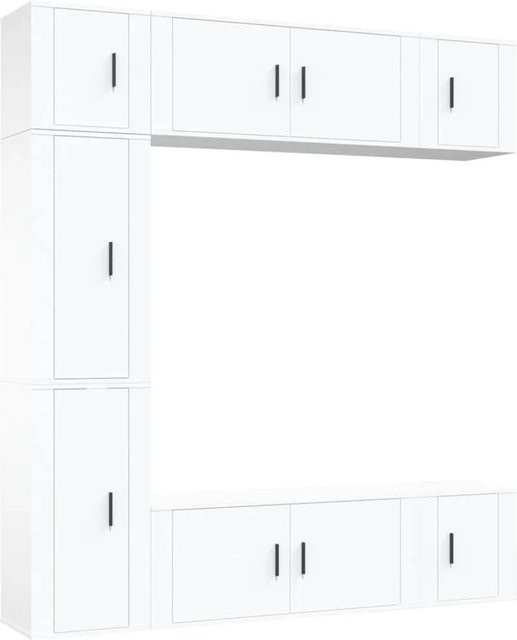 vidaXL 7-teiliges TV-Schrank-Set in Weiß, matt, aus Holzwerkstoff für dein Wohnzimmer - Bild 1