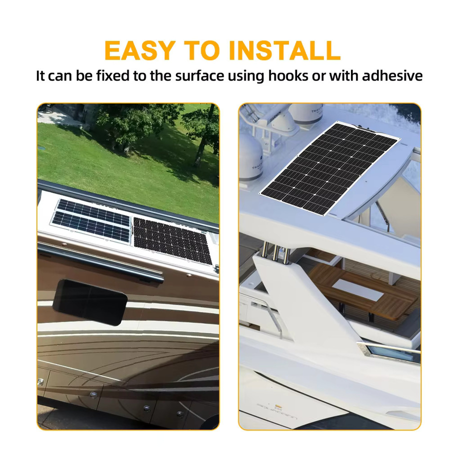 xinpuguang Solarpanel Komplettset Flexibles Photovoltaik-Set in Schwarz für Boot, Wohnmobil und Camping mit 100W Laderegler - Bild 5