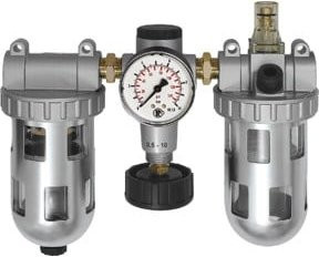Riegler Wartungseinheit Standard 3-teilig in Silber mit PC-Behälter, Schutzkorb, BG1 und G1/4 Anschluss - Bild 1