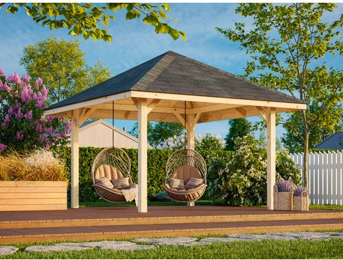 PALMAKO Pavillon Bianca in Braun mit transparentem Stoff, B/H/T: 300 x 319 x 300 cm - Bild 1