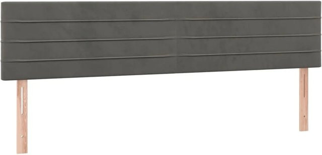 vidaXL LED Kopfteil aus Samt in Dunkelgrau mit USB-Ladeport und integrierter Beleuchtung, B: 160 cm, T: 5 cm, H: 78-88 cm - Bild 1